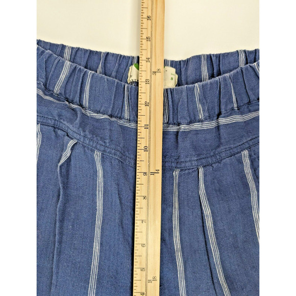 Anthropologie Coastal Blue High Rise Striped 100% Linen Pull-On Pants Small - Picture 10 of 11